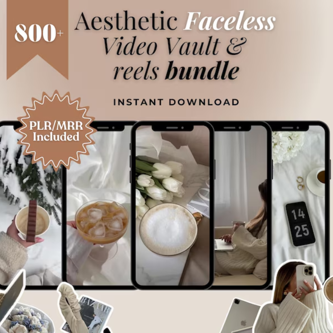 800+ Vanilla Aesthetic Faceless Reels Bundle, Videos, Faceless Marketing, Faceless Reels, Faceless Video, Digital Marketing, MRR/PLR,