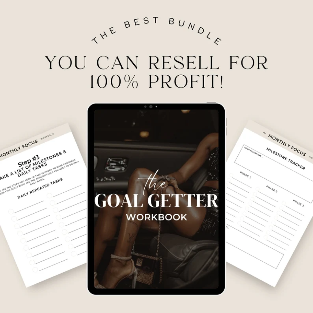 PLR Ebook Workbook PLR Digital Product Master Resell Rights Goal Getter Workbook Digital Marketing PLR Template Passive income planner