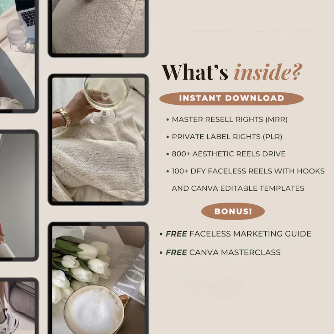 800+ Vanilla Aesthetic Faceless Reels Bundle, Videos, Faceless Marketing, Faceless Reels, Faceless Video, Digital Marketing, MRR/PLR,