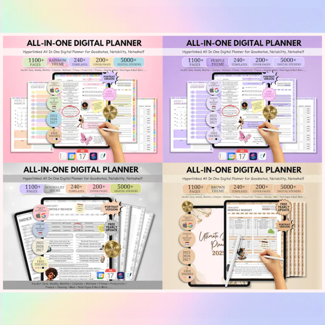 All Digital Planners, GoodNotes Digital Planner, Monthly Weekly Daily Planner, 2025 - 2027 Digital Planner, Life Planner, Ipad Planner
