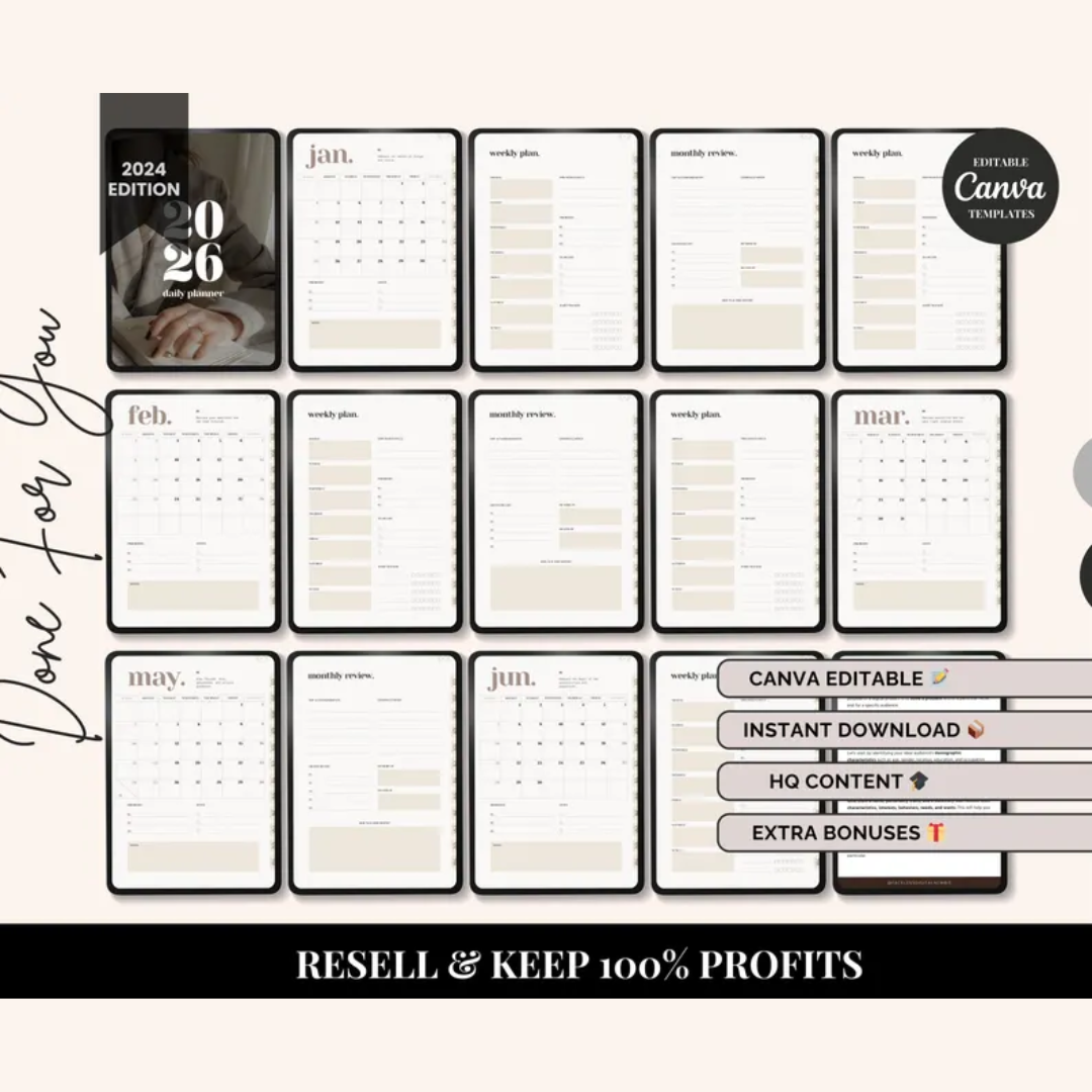 2026 digital planner, PLR Planners, MRR Digital Planner, Plr Journal, Plr Digital Product, Dfy Content, Plr Notebook, Mrr Digital Products