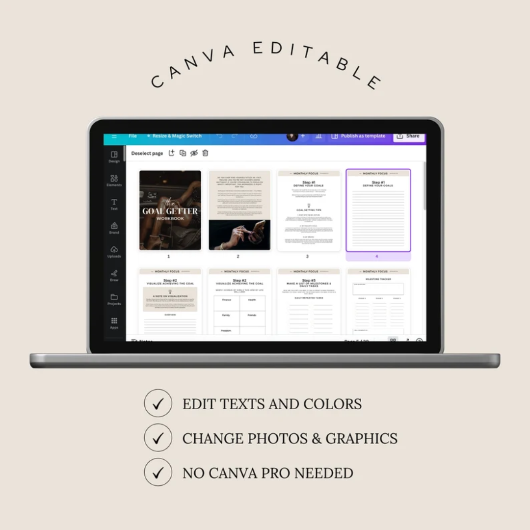 PLR Ebook Workbook PLR Digital Product Master Resell Rights Goal Getter Workbook Digital Marketing PLR Template Passive income planner