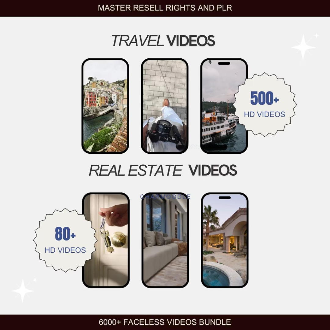 8000+ Faceless Reels Bundle, Luxury Aesthetic Faceless Videos for Instagram TikTok, Includes PLR & MRR Resell Rights DFY Digital Marketing